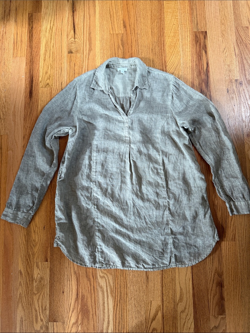 J Jill Love Linen 100% linen Shirt Tunic - Light Green Gray Woman’s M